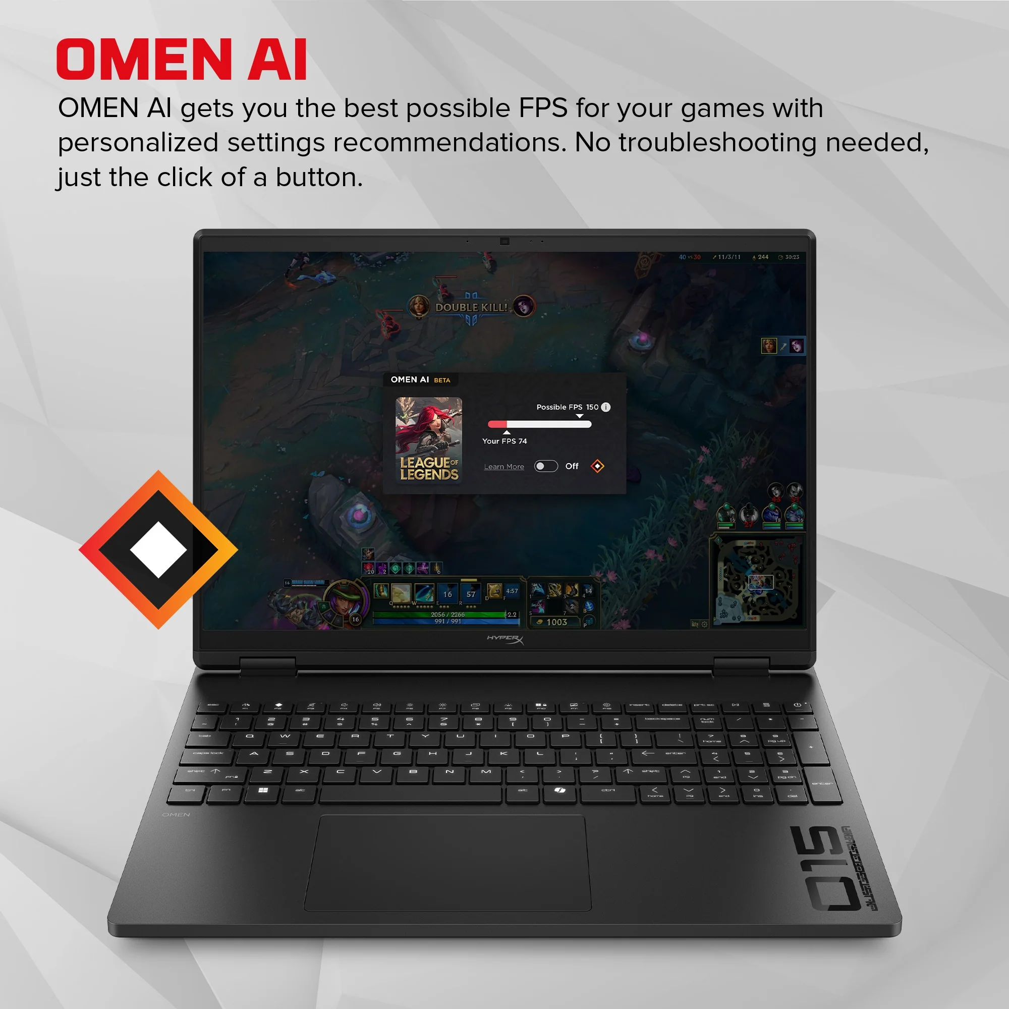 HyperX OMEN 15 inch Gaming Laptop PC 15-ga0003na, Windows 11 Home, 15.3", Intel® Core™ i7, 24GB RAM, 1TB SSD, NVIDIA® GeForce RTX™ 5060, 2.5K, Shadow black - Image 4