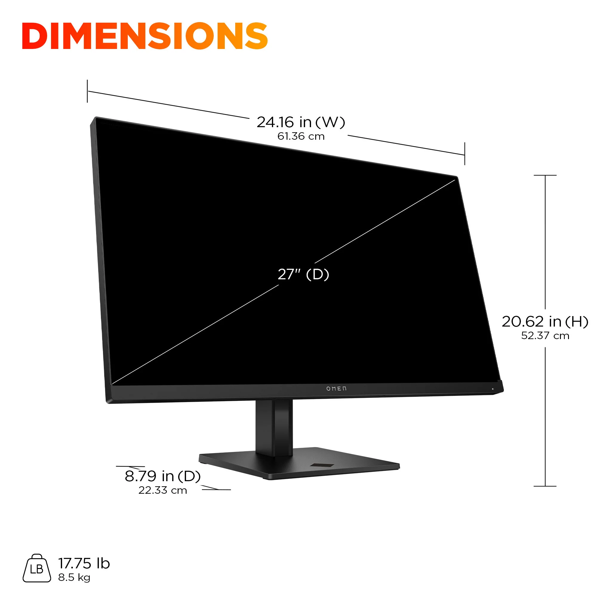 OMEN 27 inch FHD 180Hz Gaming Monitor - OMEN 27 G2, 180 Hz, 95% Display P3, IPS; LCD, No integrated camera, HP Eye Ease (Eyesafe® certified) - Image 9