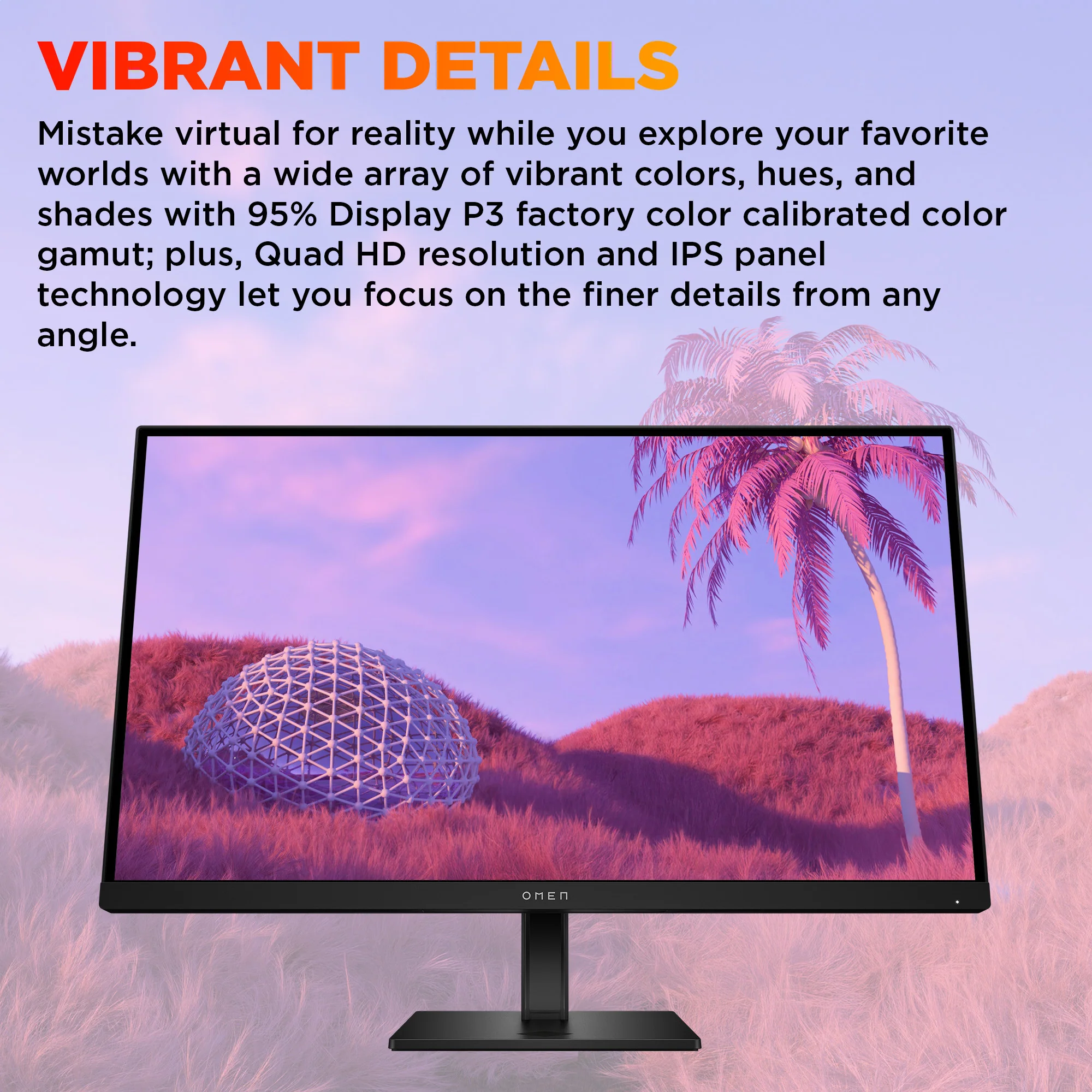OMEN 27 inch QHD 180Hz Gaming Monitor - OMEN 27q G2, 180 Hz, 95% Display P3, IPS; LCD, No integrated camera, HP Eye Ease (Eyesafe® certified) - Image 3