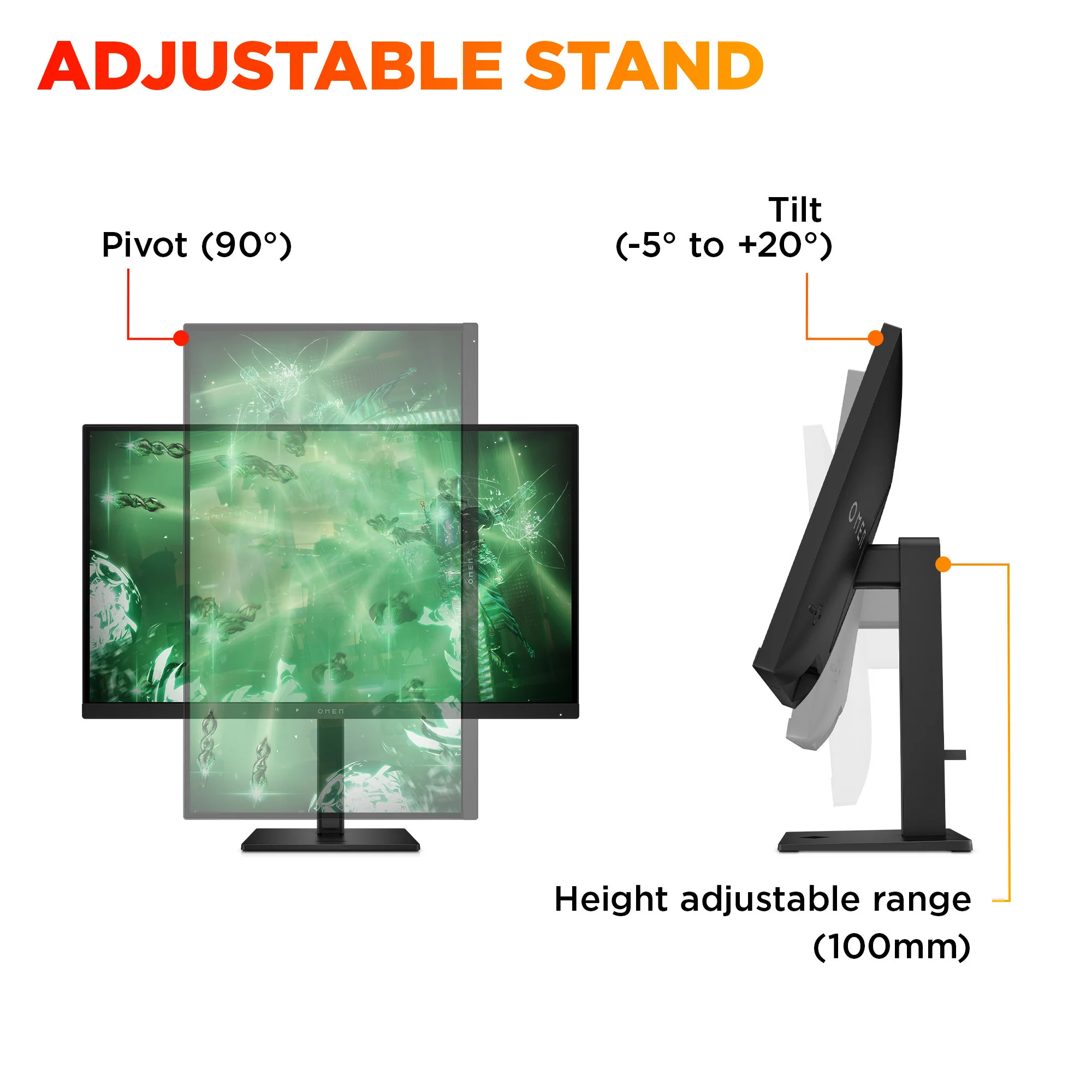 OMEN 27 inch QHD 180Hz Gaming Monitor - OMEN 27q G2, 180 Hz, 95% Display P3, IPS; LCD, No integrated camera, HP Eye Ease (Eyesafe® certified) - Image 8