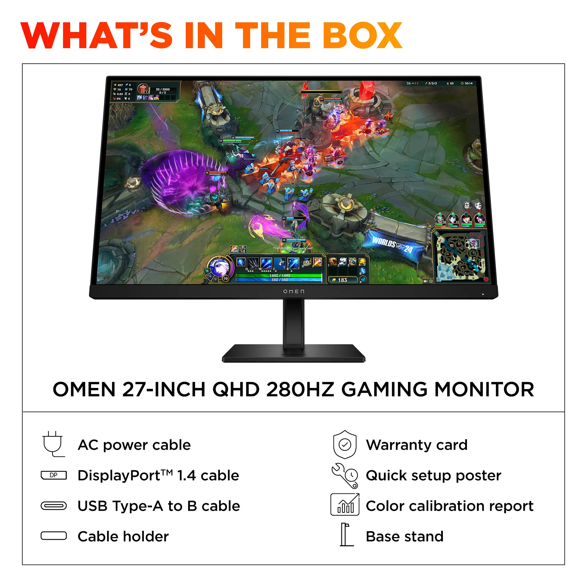 OMEN 27 inch QHD 280Hz Gaming Monitor - OMEN 27qs G2, 280 Hz, 95% Display P3, IPS Black; LCD, No integrated camera, HP Eye Ease (Eyesafe® certified) - Image 10