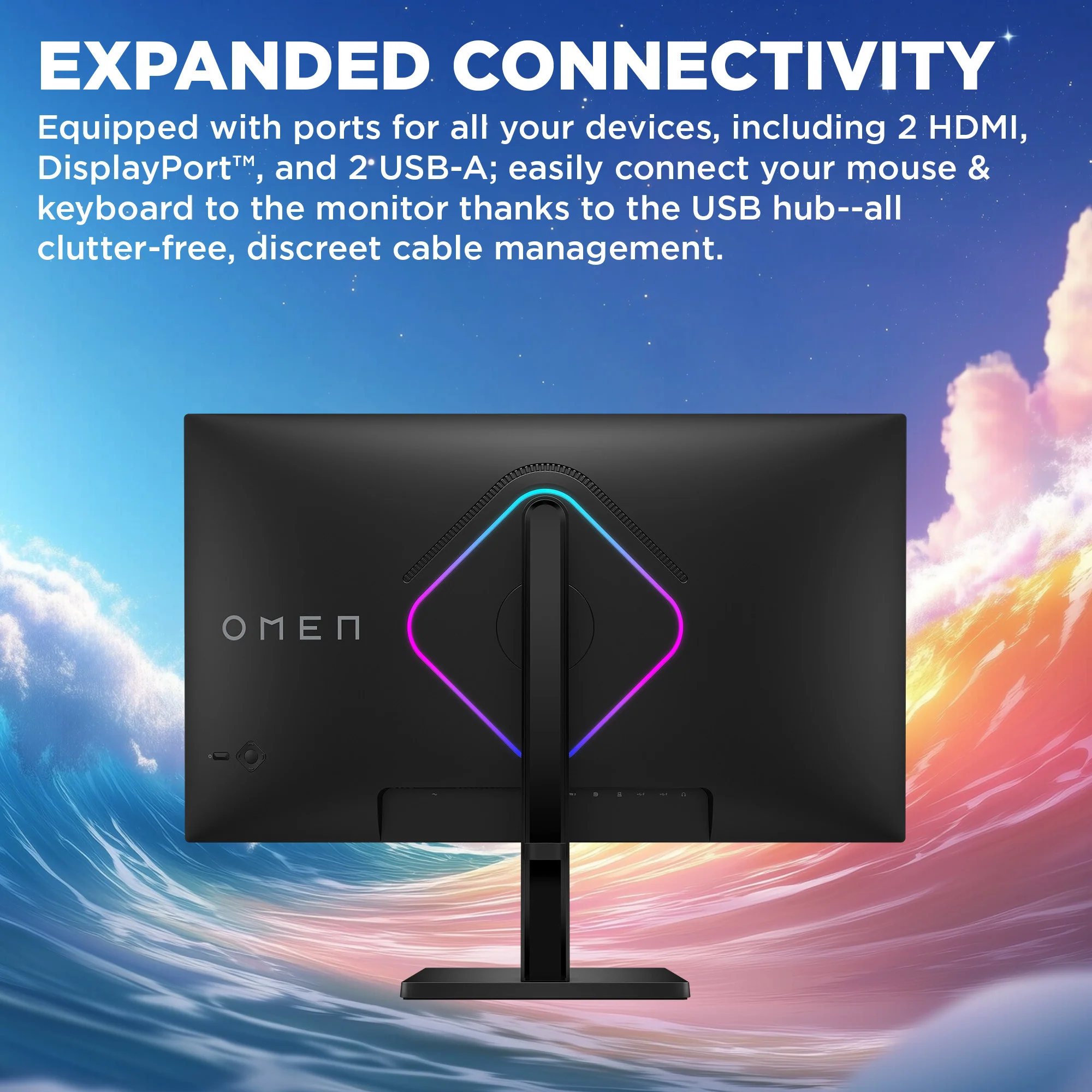 OMEN 27 inch QHD 280Hz Gaming Monitor - OMEN 27qs G2, 280 Hz, 95% Display P3, IPS Black; LCD, No integrated camera, HP Eye Ease (Eyesafe® certified) - Image 4