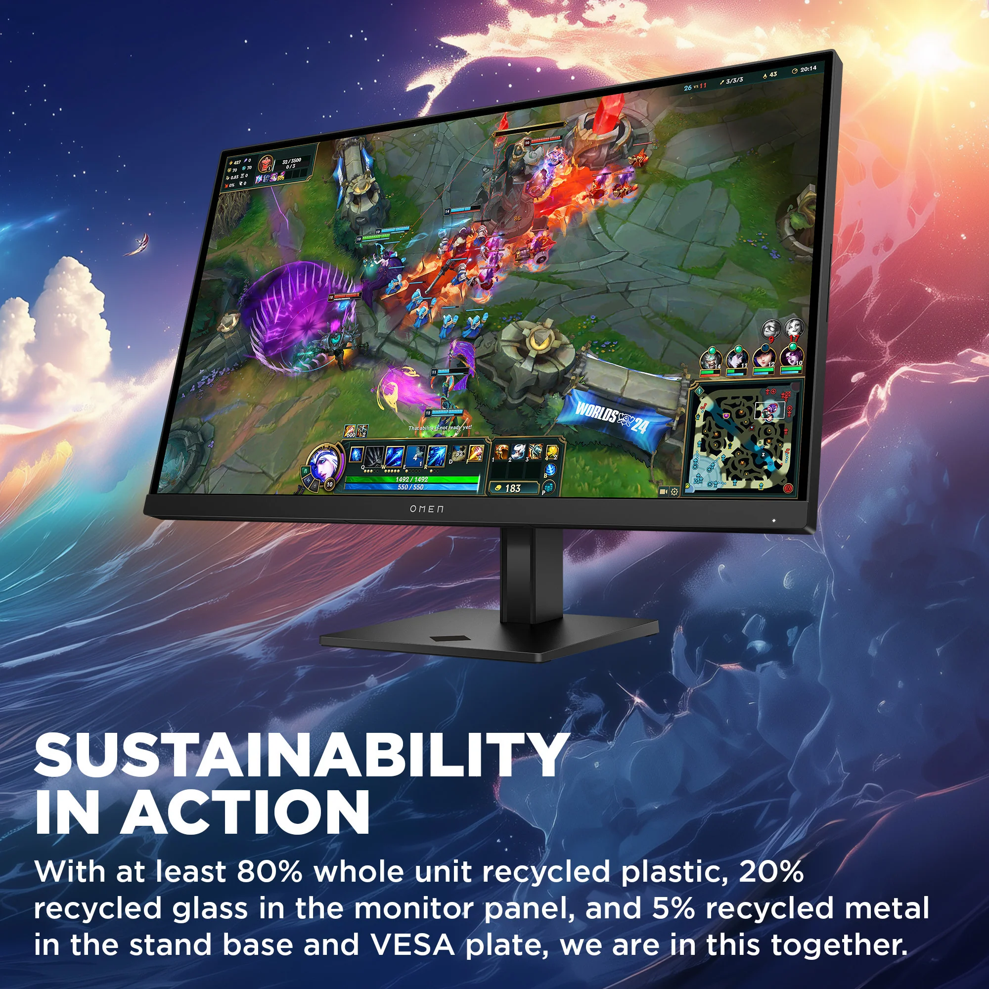 OMEN 27 inch QHD 280Hz Gaming Monitor - OMEN 27qs G2, 280 Hz, 95% Display P3, IPS Black; LCD, No integrated camera, HP Eye Ease (Eyesafe® certified) - Image 5