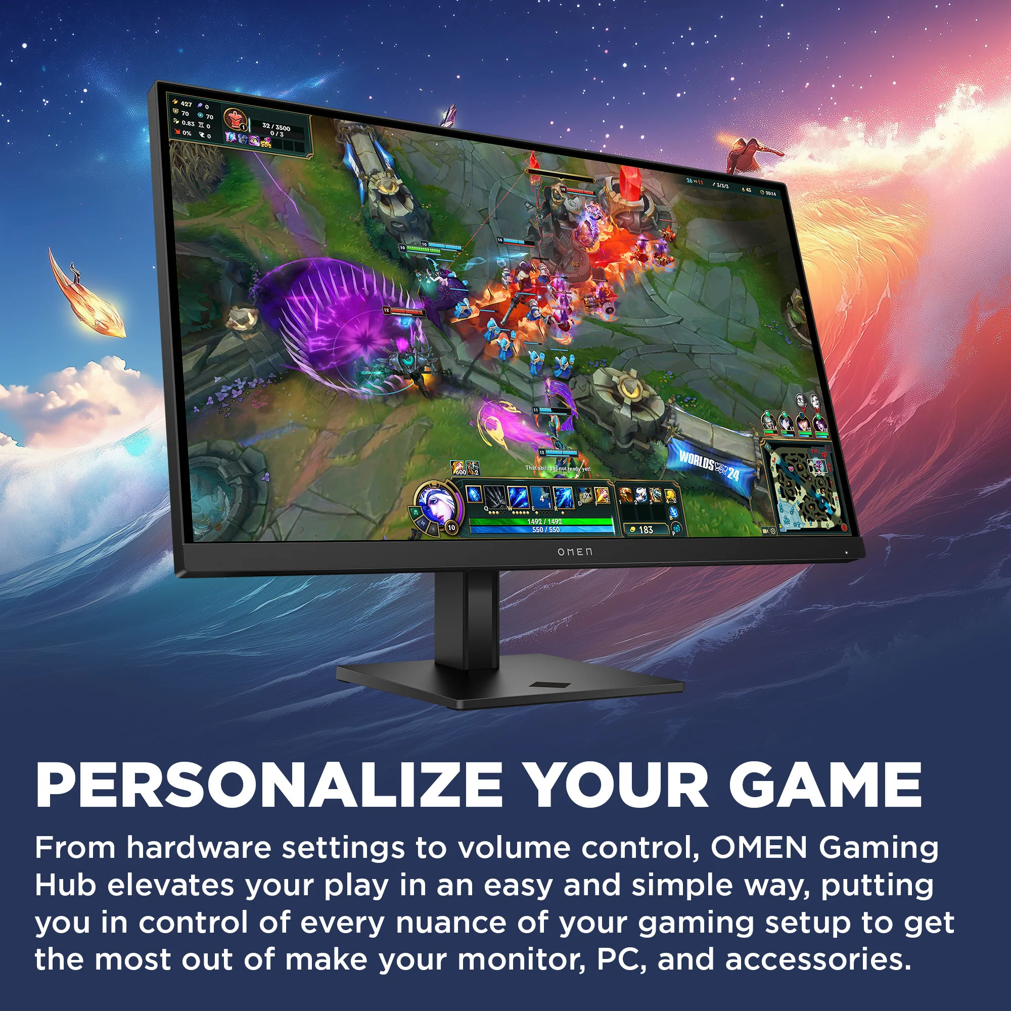 OMEN 27 inch QHD 280Hz Gaming Monitor - OMEN 27qs G2, 280 Hz, 95% Display P3, IPS Black; LCD, No integrated camera, HP Eye Ease (Eyesafe® certified) - Image 7
