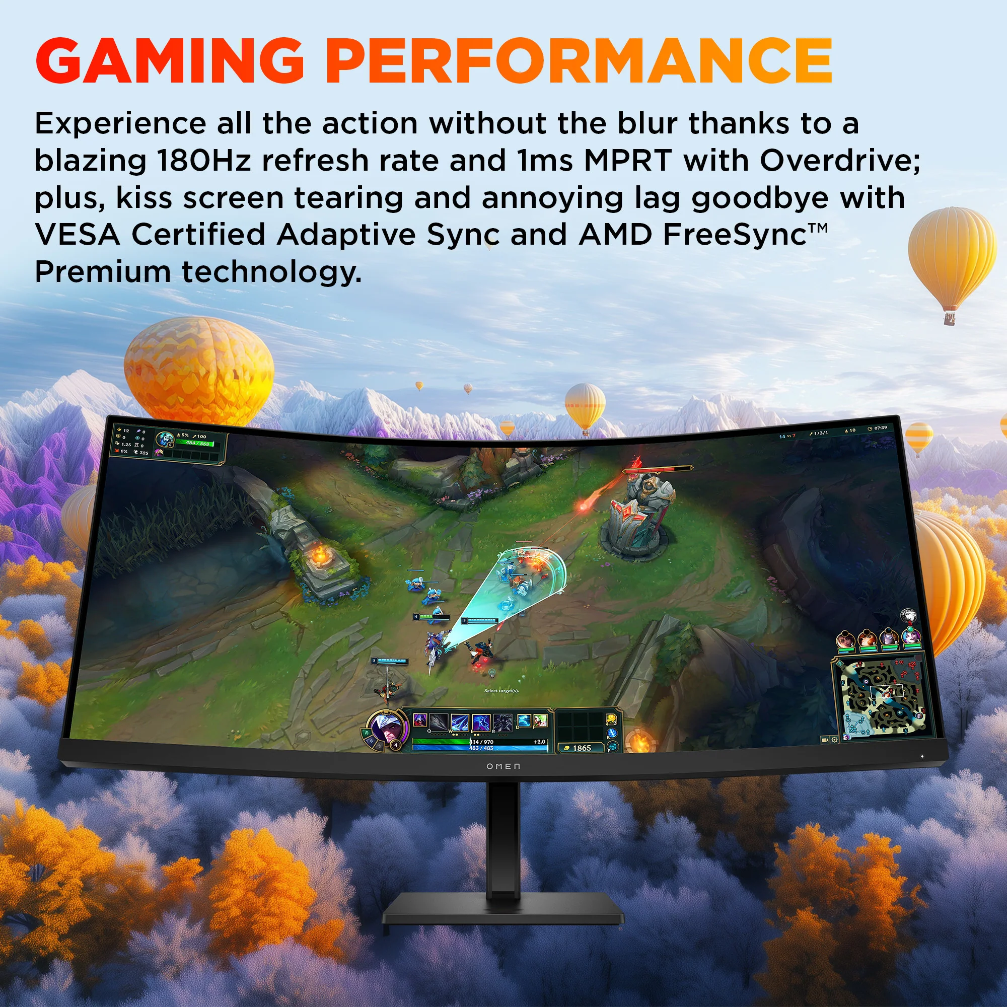 OMEN 34 inch WQHD 180Hz Curved Gaming Monitor - OMEN 34c G2, 180 Hz, 99% sRGB; 95% Display P3, VA; LCD, No integrated camera, HP Eye Ease (Eyesafe® certified) - Image 3