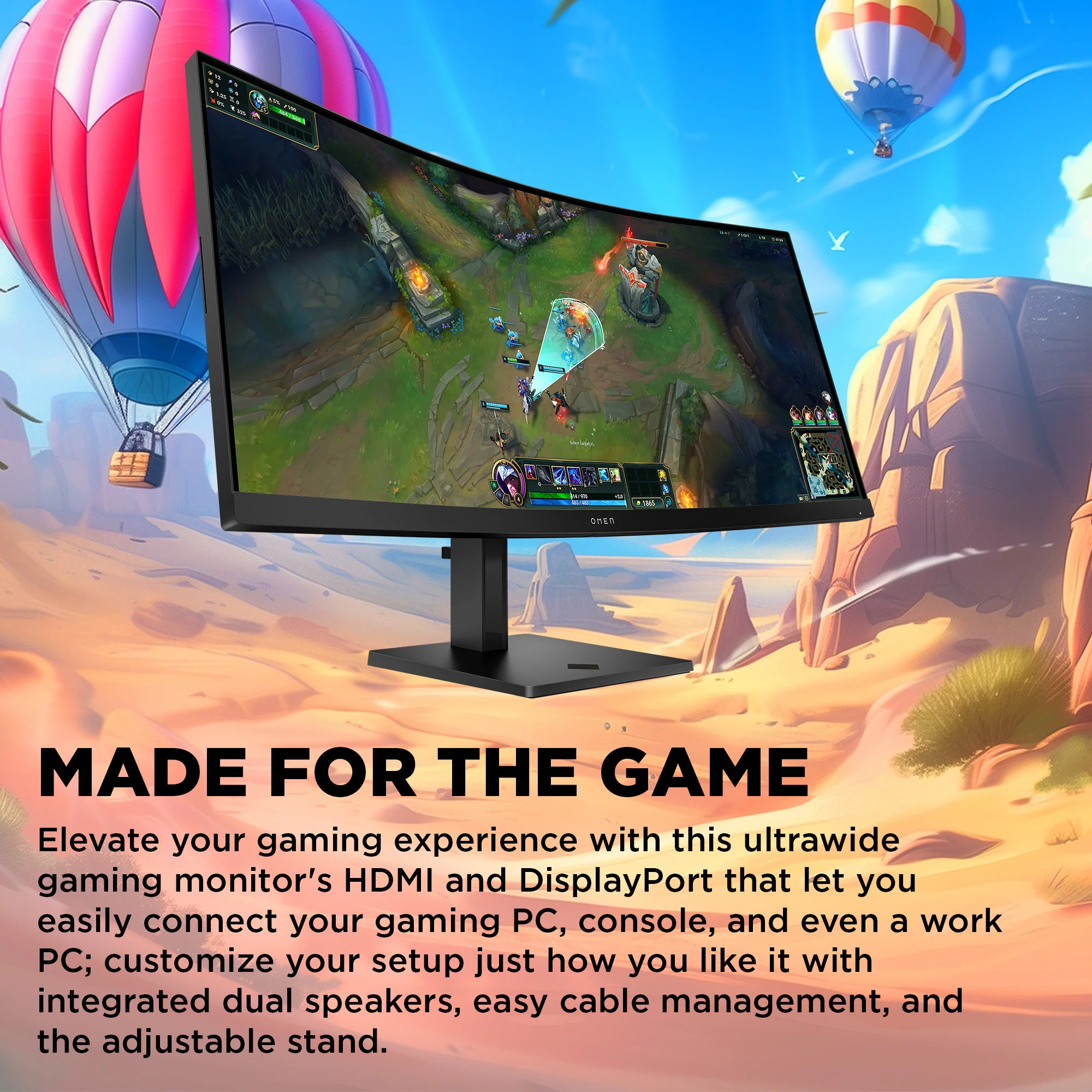 OMEN 34 inch WQHD 180Hz Curved Gaming Monitor - OMEN 34c G2, 180 Hz, 99% sRGB; 95% Display P3, VA; LCD, No integrated camera, HP Eye Ease (Eyesafe® certified) - Image 5