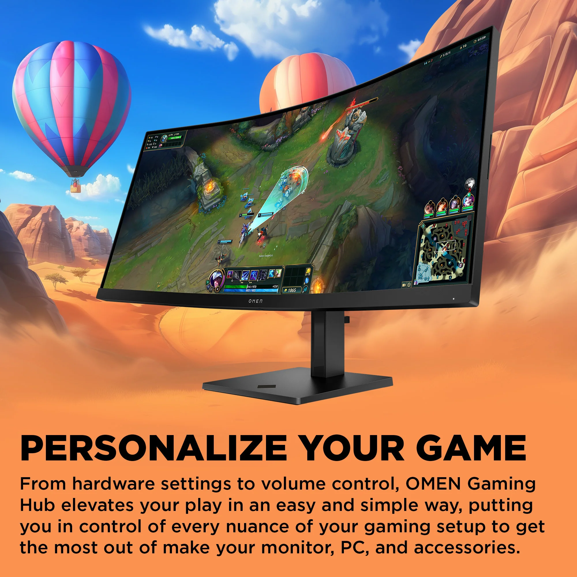 OMEN 34 inch WQHD 180Hz Curved Gaming Monitor - OMEN 34c G2, 180 Hz, 99% sRGB; 95% Display P3, VA; LCD, No integrated camera, HP Eye Ease (Eyesafe® certified) - Image 6