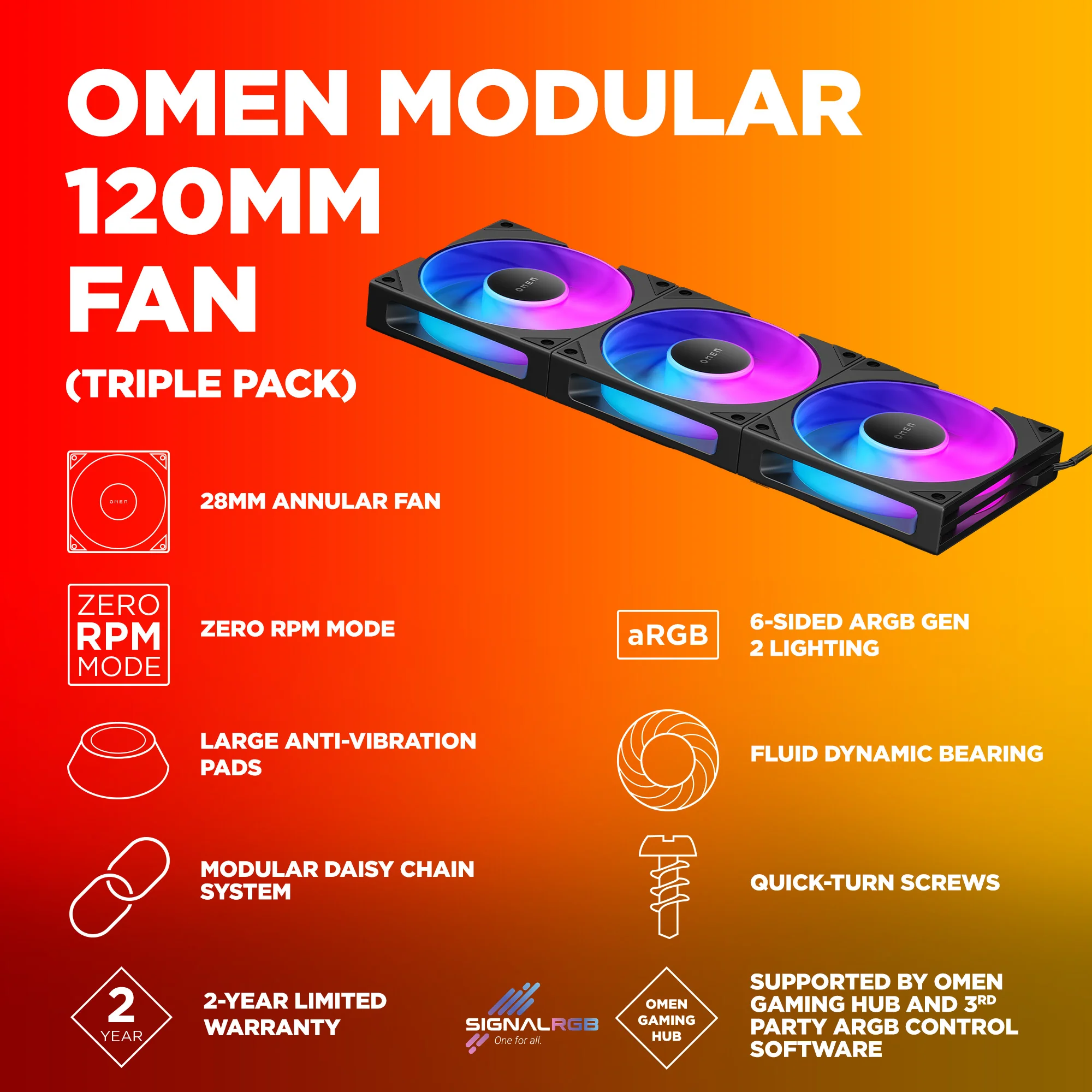 OMEN Modular 120mm Fan - Triple Pack - Image 3