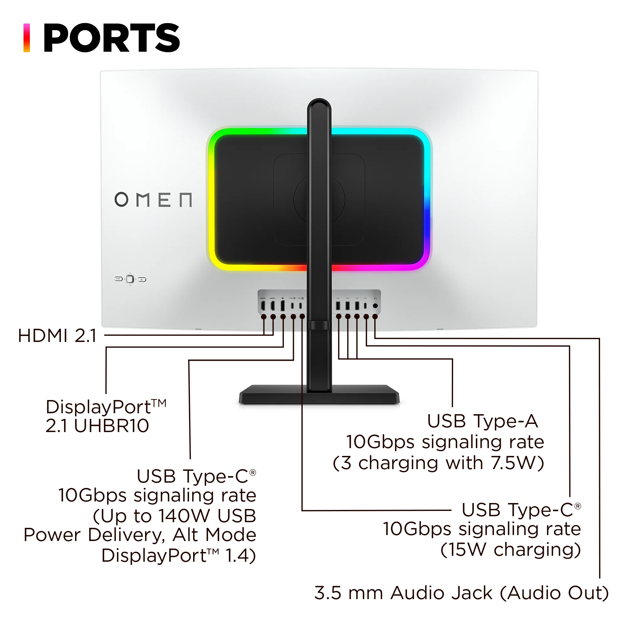 OMEN Transcend 31.5 inch UHD 240Hz OLED Gaming Monitor  - OMEN Transcend 32, 240 Hz, 100% sRGB; 100% BT.709; 80% BT.2020; 99% Display P3; 97.5% Adobe RGB, QD-OLED, No integrated camera, HP Eye Ease (Eyesafe® certified) - Image 11